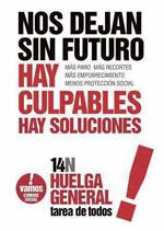 huelga general el 14N contra la reforma laboral, los recortes y el saqueo contra la clase trabajadora"