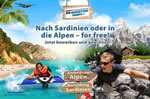 Nach Sardinien oder in die Alpen - for free
