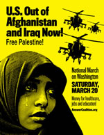 USA: Großdemonstration von 34 Friedensorganisationen am 20. März gegen Krieg in Afghanistan und Irak 
