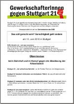 GewerkschafterInnen gegen Stuttgart 21